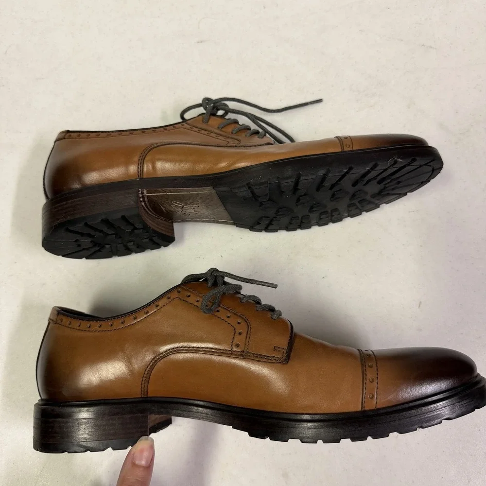 Johnston & Murphy J&M 1850 Men's 10.5M Brown Leather Cap Toe Oxford Dress Shoes